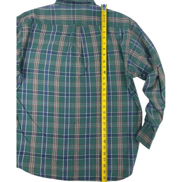 VTG Dockers Levis 90s Y2K Green Blue Plaid Shirt Work Ranch Yellowstone LARGE - Picture 7 of 9